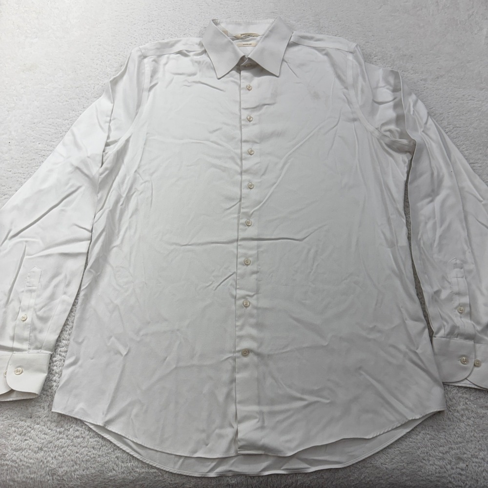 SuitSupply‎ Traveller Slim Fit White Dress Shirt Mens 17 1/2 Long Sleeve